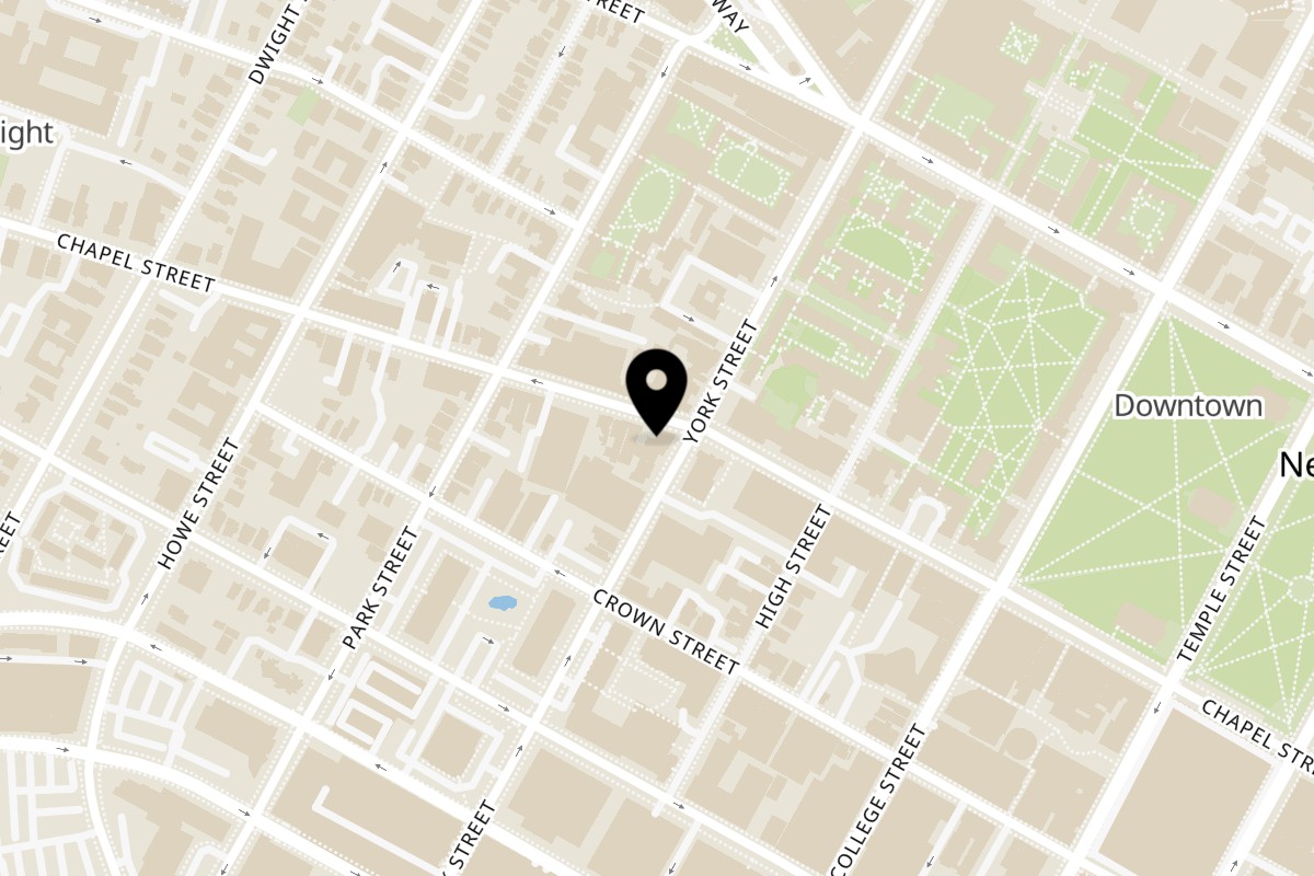 Map showing the location of Book Trader Cafe on 1140 Chapel St #4843 in New Haven